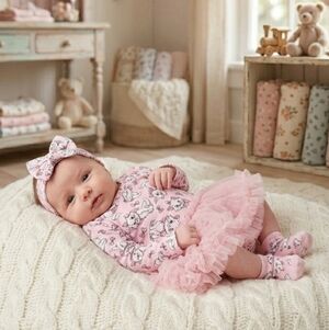 Disney Classics Marie Baby Girls Tutu Bodysuit with Matching Headband Set,